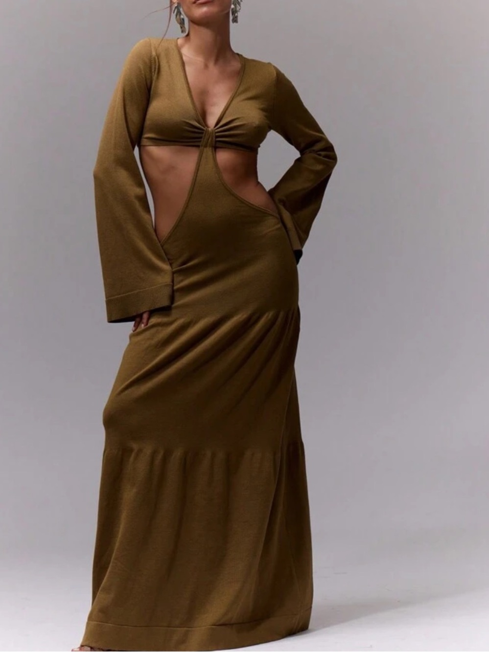 Cut-Out Maxi Dress in Olive